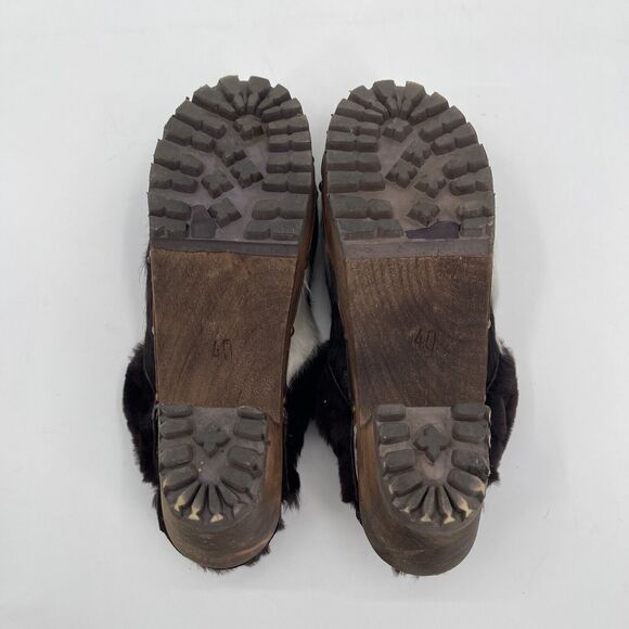Tessa Swedish Clogs Womens‎ 40 Mountain Sole Cow Shearling Animal Print Colorado - Picture 12 of 12